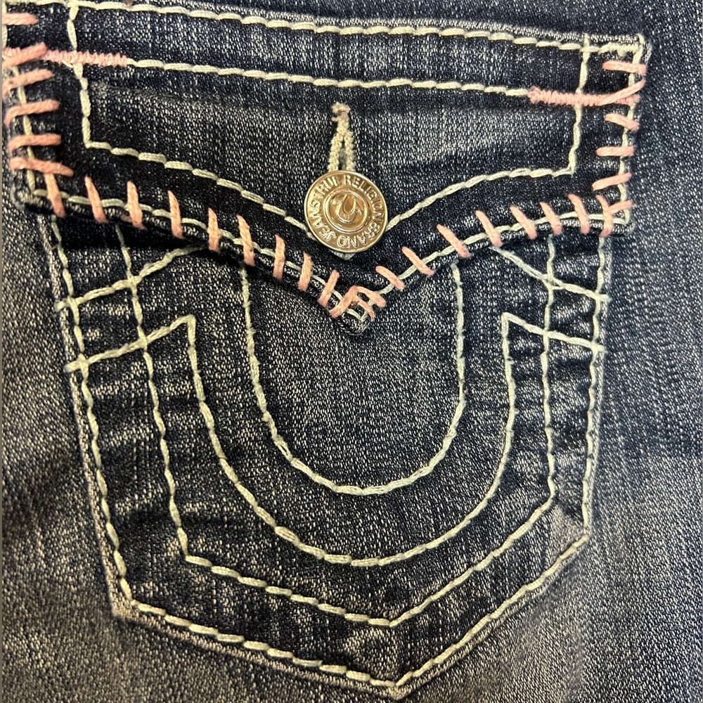 True religion jeans with pink stitching